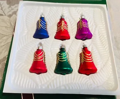 Bradford-Novelty-Vintage Christmas Ornaments-BELLS-Glass Hand Decorated-(6) • $16.99