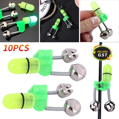 $4.92 • Buy 10x Night Fishing Twin Ring Light Bite Alarm Bells LED Outdoor Clip Rod Tip AU