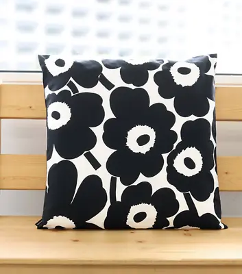 Marimekko Cushion Pillow Cover PIENI UNIKKO Poppy Print Black/White 50×50cm • $49.99