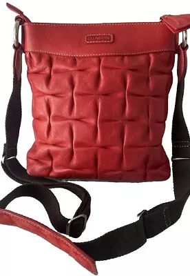 Ellington Red Leather Crossbody Shoulder Bag Purse Vintage • $34.99