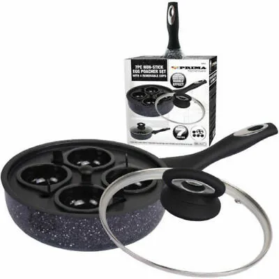 Non Stick Egg Poaching Frying Pan Saucepan 4 Cups Poacher  Black 15027 • £15.99