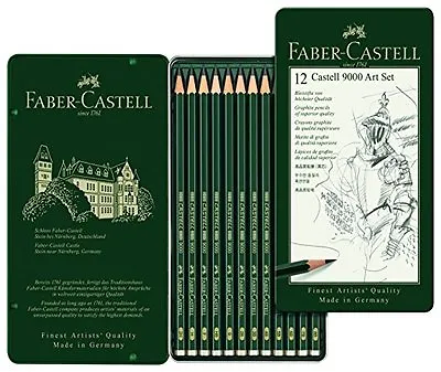 Faber Castell Finest Artist 9000 Drawing / Soft Sketching Pencil Tin Set : 8B-2H • $18.49