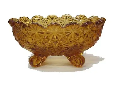 Daisy & Button Candy Nut Bowl Amber Glass L G Wright 5 1/2' X  4 1/4  Oval AMB#4 • $11.99