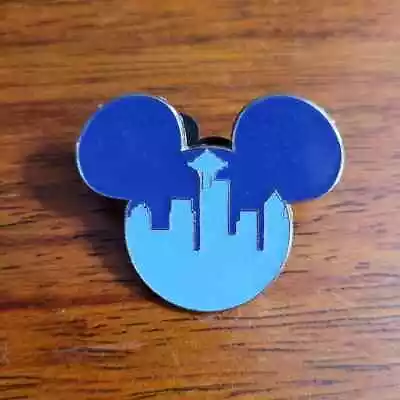 Disney Trading Pin Blue City Seattle Skyline Mickey Mouse Head Icon • $4.99