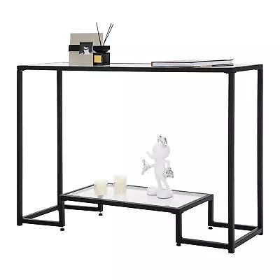 Entryway Console Sofa Side Table W/Tempered Glass For Entrance Living Room • $75.99