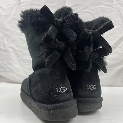 UGG Bailey Corduroy Bow Black Suede Winter Boots 1094312 Women’s Size 7 • $12.84