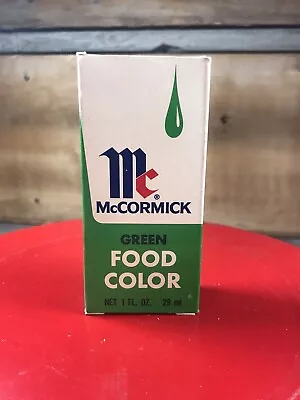 Vintage McCormick Green Food Coloring With Box Opened Product Inside Farmhouse  • $9.89