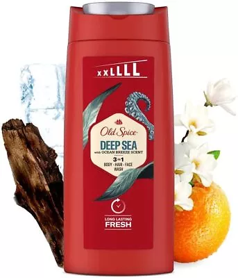 Old Spice Deep Sea Shower Gel Amp Shampoo For Men 675 Ml 3-in-1 Body-Hair-Face W • £9.81