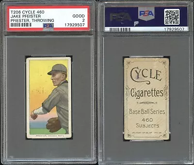 T206 Jake Pfeister Throwing *CUBS* ~~ PSA 2 ~~ Cycle 460 **rare Back** • $459.99