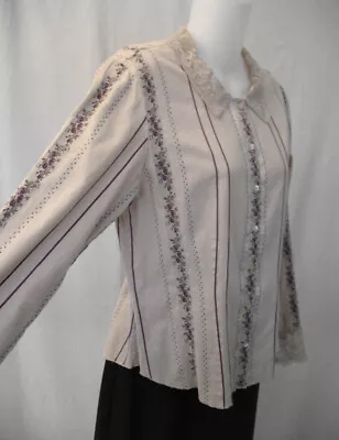 J. Jill Lace Trim Cotton Blouse Women's Size Small • $12.99