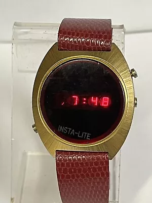 Vintage Insta-lite Red Led Men’s Watch Working • $79