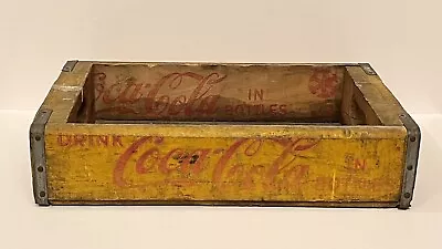 Vintage COCA-COLA Wooden Yellow Soda Pop Crate Box Coke  Metal Edges • £43.38