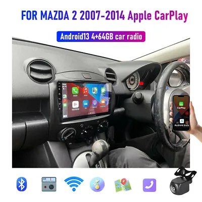 9  Wireless Carplay Android Auto Stereo Sat Nav Bluetooth For Mazda 2 2007-2014 • $151.55