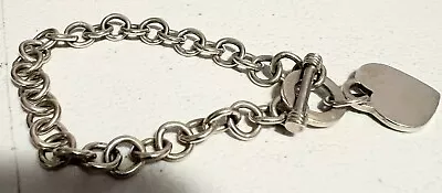 Vintage Sterling Silver Rolo Link Chain With Heart Charm Bracelet  • $65