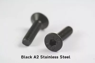 M6 (6mm) BLACK A2 STAINLESS STEEL SOCKET COUNTER SUNK SCREWS  ALLEN KEY BOLTS • £2.87