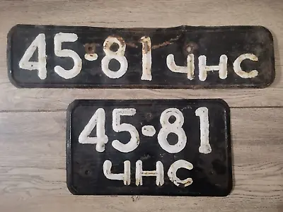 USSR SOVIET UNION PAIR LICENSE PLATE BLACK SERIES 1960s 45-81 ЧНС • $25