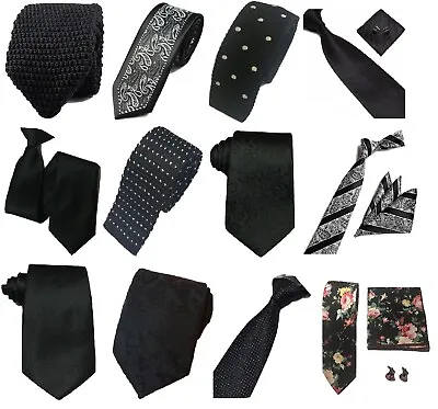 £3.99 • Buy Black Collection Woven Paisley Silky Knit Satin Tie Security Funeral Wedding Lot