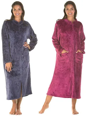 Lady Olga Sweet Embrace Soft Feel Embossed Zip Front Dressing Gown Housecoat  • £27.99