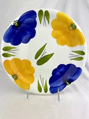 Vintage MAXAM ITALY La Primula BLUE YELLOW DAISY FLORAL  10 1/2  DINNER PLATE • $23.65