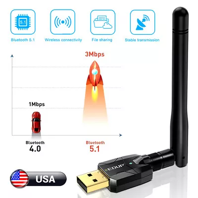 USB Bluetooth 5.1 Adapter 100M Long Range Bluetooth Dongle EDR For PC&Desktop US • $12.85