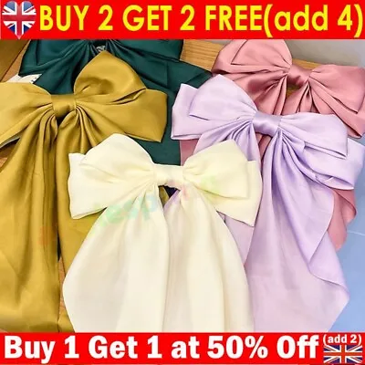 Oversize Womens Bow Hair Clip Bowknot Ribbon·Hairpin Two-layers Bows Barrettes. • £3.79