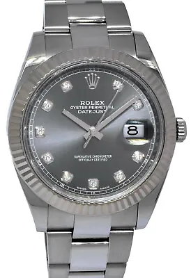 Rolex Datejust II Steel/18k WG Rhodium Diamond Dial 41mm Watch Scrambled 116334 • $12250