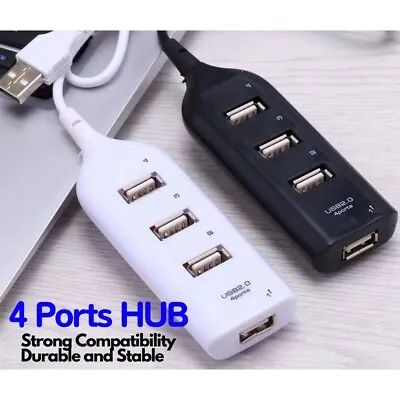 High Speed 4 Port Usb Hub 2.0 Multi Splitter Expansion Desktop Pc Laptop Adapter • £2.85