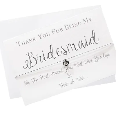 Thank You For Being My Bridesmaid Card Wish Bracelet Gift & Envelope All Roles • £2.95