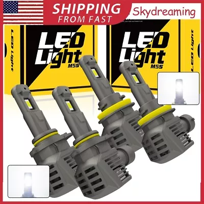 4x 9005+H11 LED Combo Headlight High Low Beam Bulbs Kit Super White Bright Lamps • $61.99