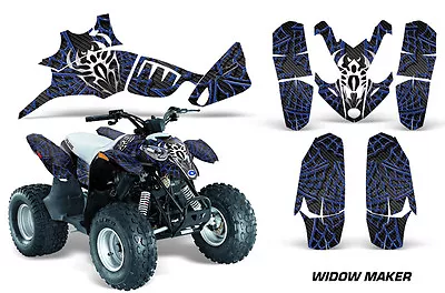 ATV Graphics Kit Quad Decal Wrap For Polaris Predator 90 2003-2007 WIDOW BLU BLK • $129.95