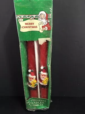 VTG 60s? SANTA CHRISTMAS TAPER CANDLES 10” NOS PAIR (2) • $12.96