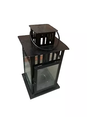 Ikea Borrby Lantern For Block Candle Black In/Outdoor 28cm Tall Handle • £13