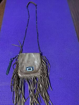 Tylie Malibu Brown Leather Indian Fringe Tassels Purse/shoulder Handbag • $49.98