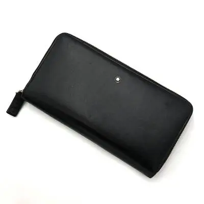 Montblanc Zip Around Long Wallet Leather Black Made In Germany • $283