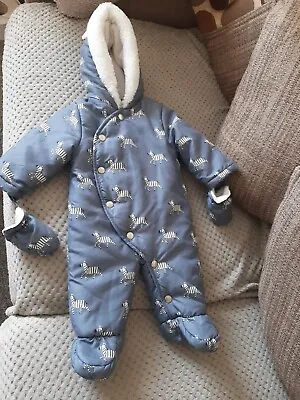 £7.99 • Buy John Lewis Unisex Baby 3-6m Hooded Snowsuit Rrp £34