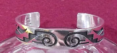 Saufkie Vintage Hopi Sterling Silver Hand Made Overlay Cuff Bracelet • $465