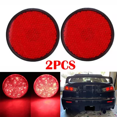 2X Motorcycle Red Round 24 LED Brake Turn Signal Stop Tail Lights Reflector Lamp • $8.99