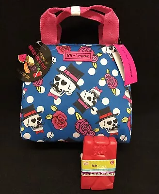 Betsey Johnson Blue Skulls Insulated Lunch Bag Tote W/ Ice Pack New! • $33.99