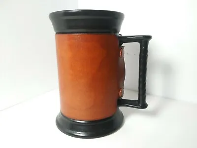 $15.99 • Buy Vintage Snap On Brown Leather Case And Black Mug Real Hide Made In England