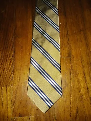 Brooks Brothers Gold Blue White Striped Silk Tie Regal Classy Wedding Business • $21