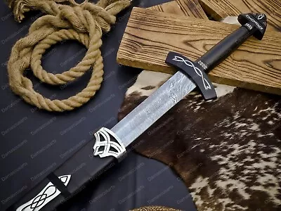 Hand Forged Damascus Steel Viking Sword Sharp Battle Ready Medieval Sword Gift • $129.99