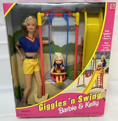 NRFB Vintage 1998 Giggles N Swing Barbie & Kelly 20333 Mattel Swing Set Sisters • $59.01