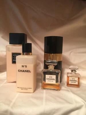 $129.99 • Buy * VERY RARE VINTAGE  CHANEL 5 PIECE No 5  & COCO PERFUME/LOTION LOT *