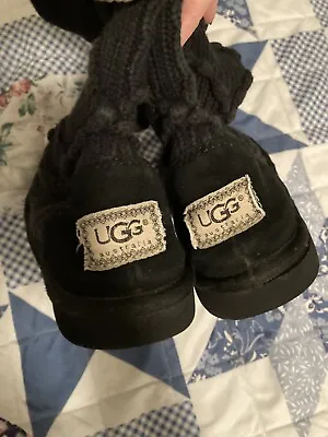 Women’s UGG Soft Sided Crotchet Black (Older Style) Boots Size 7 • $9.99