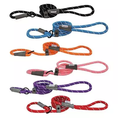 HugglePets Dog Slip Rope Lead Reflective Nylon Black Red Orange Blue Pink Purple • £11.39