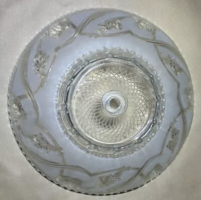 Vintage Clear & Frosted 11 3/4  Glass Ceiling Light Shade Globe Flowers MCM • $34.95