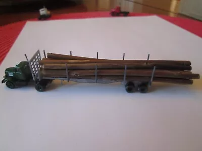 N Scale Detailed Green Semi Tractor & Log Trailer & Logs ..... • $21.99