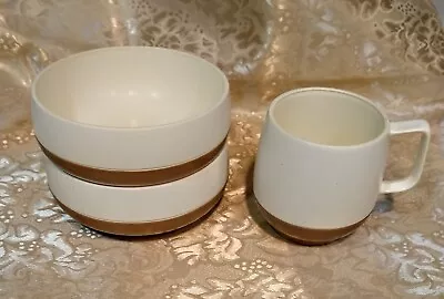 $19.99 • Buy 3 Piece 1960s VACRON Bopp Decker Brown And White Vacuum Bowls And Cup - Vintage
