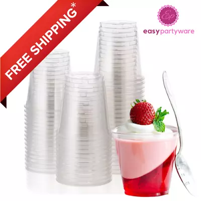 20 Clear Hard Plastic Tumbler Glasses Dessert Cups 7oz/5oz Disposable / Reusable • £10.99