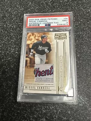 2005 Donruss Miguel Cabrera Prime Patche Game Worn Laundry Tag Patch /7 PSA 9 • $599.99